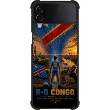 Coque Samsung Galaxy Z Flip3 5G - Silicone rigide noir Football République démocratique du Congo splash 2026