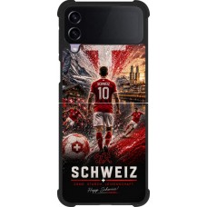 Coque Samsung Galaxy Z Flip3 5G - Silicone rigide noir Football Schweiz splash 2026