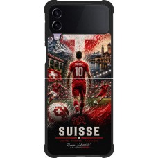 Coque Samsung Galaxy Z Flip3 5G - Silicone rigide noir Football Suisse splash 2026