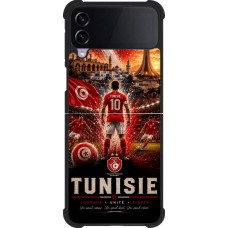 Coque Samsung Galaxy Z Flip3 5G - Silicone rigide noir Football Tunisie splash 2026