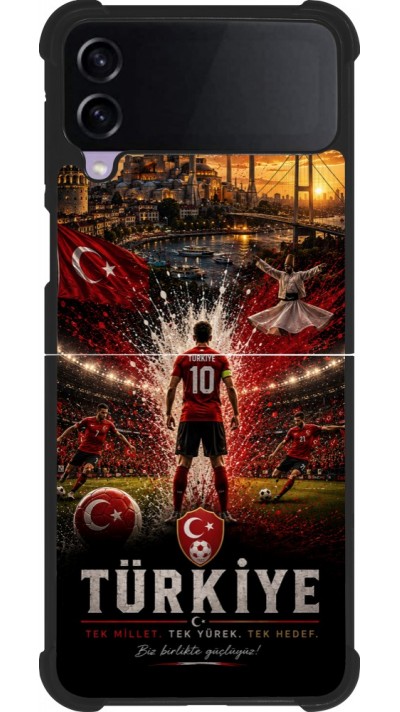 Coque Samsung Galaxy Z Flip3 5G - Silicone rigide noir Football Turquie splash 2026