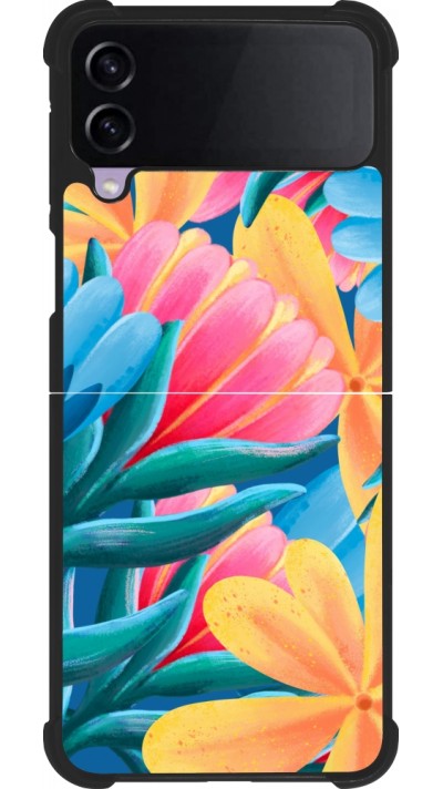 Coque Samsung Galaxy Z Flip3 5G - Silicone rigide noir Spring 23 colorful flowers