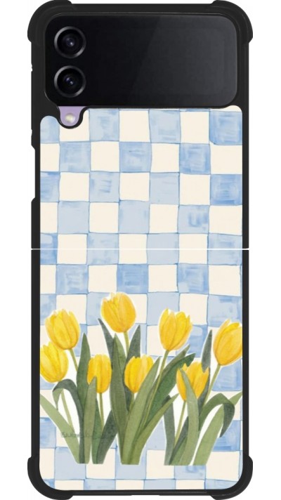 Coque Samsung Galaxy Z Flip3 5G - Silicone rigide noir Blue vichy tulips 2026