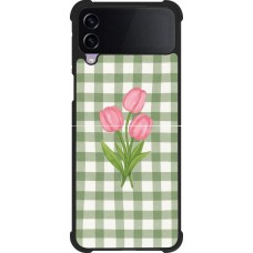 Coque Samsung Galaxy Z Flip3 5G - Silicone rigide noir Green vichy tulips Spring 2026