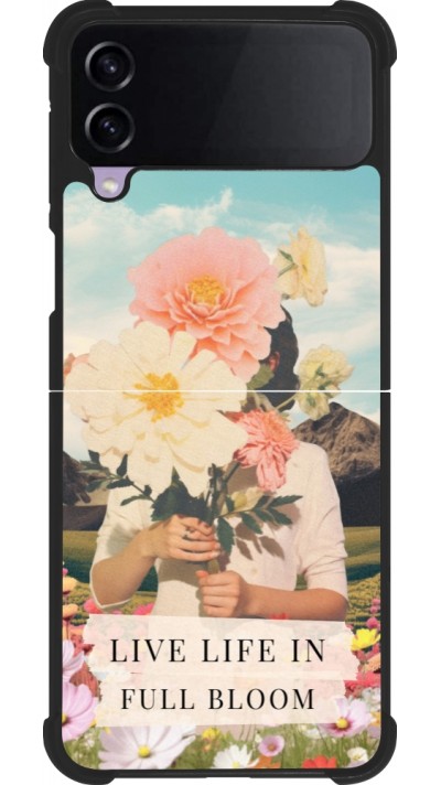 Coque Samsung Galaxy Z Flip3 5G - Silicone rigide noir Live life in full moon 2026