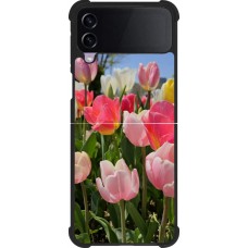 Coque Samsung Galaxy Z Flip3 5G - Silicone rigide noir Tulips Spring 2026