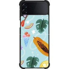 Coque Samsung Galaxy Z Flip3 5G - Silicone rigide noir Summer 2025 Pattern papaya