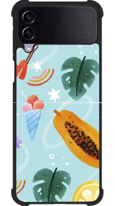 Coque Samsung Galaxy Z Flip3 5G - Silicone rigide noir Summer 2025 Pattern papaya