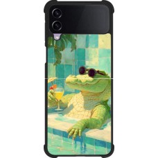 Samsung Galaxy Z Flip3 5G Case Hülle - Silikon schwarz Crocodile in the swimming pool Summer 2026