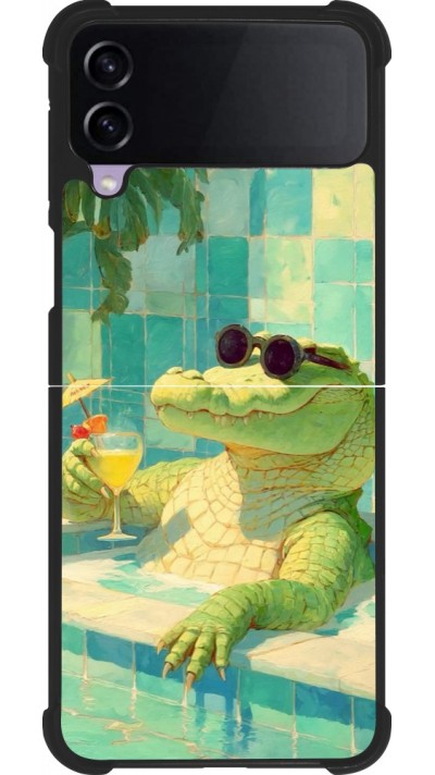 Samsung Galaxy Z Flip3 5G Case Hülle - Silikon schwarz Crocodile in the swimming pool Summer 2026