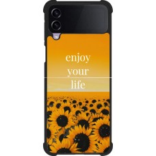 Coque Samsung Galaxy Z Flip3 5G - Silicone rigide noir Summer 2026 Enjoy your life