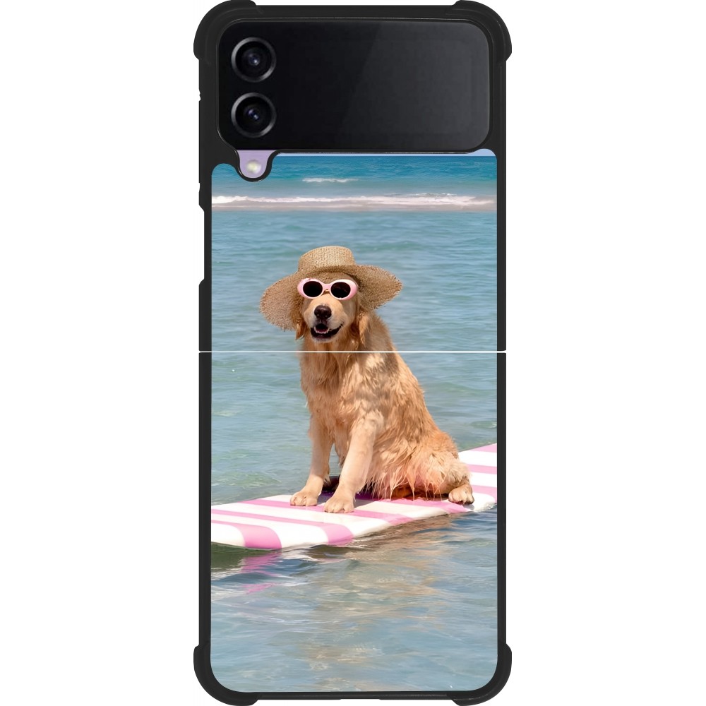 Samsung Galaxy Z Flip3 5G Case Hülle - Silikon schwarz Summer Dog on Paddle