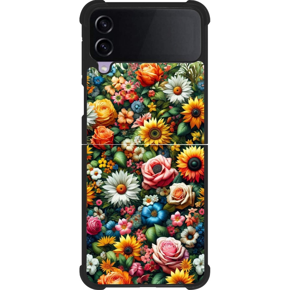 Coque Samsung Galaxy Z Flip3 5G - Silicone rigide noir Summer Floral Pattern