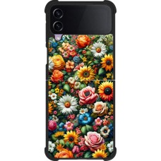 Coque Samsung Galaxy Z Flip3 5G - Silicone rigide noir Summer Floral Pattern