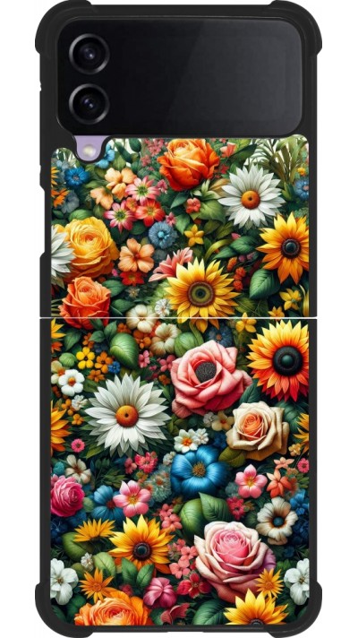 Coque Samsung Galaxy Z Flip3 5G - Silicone rigide noir Summer Floral Pattern