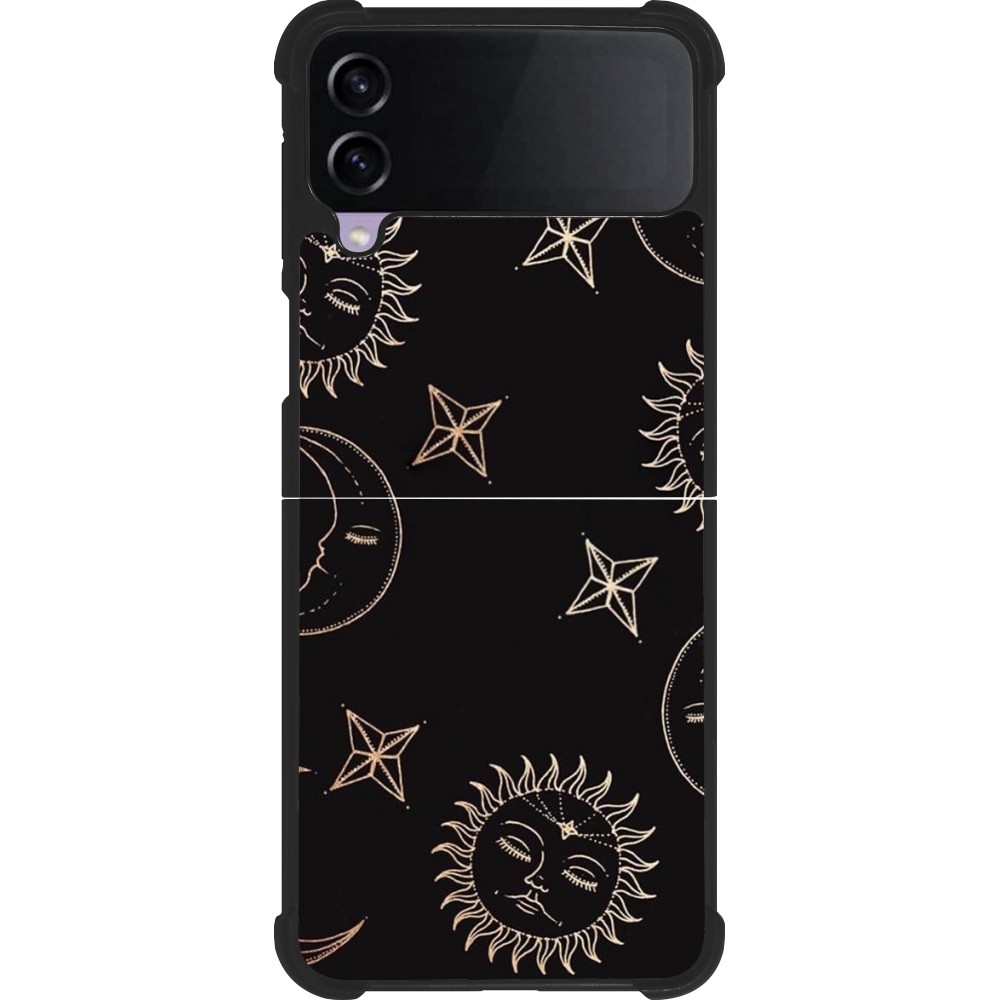 Coque Samsung Galaxy Z Flip3 5G - Silicone rigide noir Suns and Moons