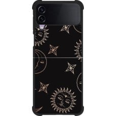 Coque Samsung Galaxy Z Flip3 5G - Silicone rigide noir Suns and Moons
