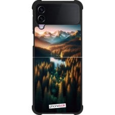 Coque Samsung Galaxy Z Flip3 5G - Silicone rigide noir Sunset Forest Lake
