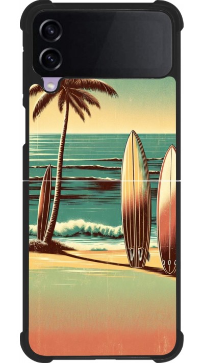 Coque Samsung Galaxy Z Flip3 5G - Silicone rigide noir Surf Paradise