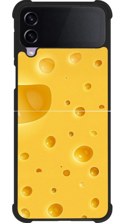 Coque Samsung Galaxy Z Flip3 5G - Silicone rigide noir Fête Nationale Suisse Cheese