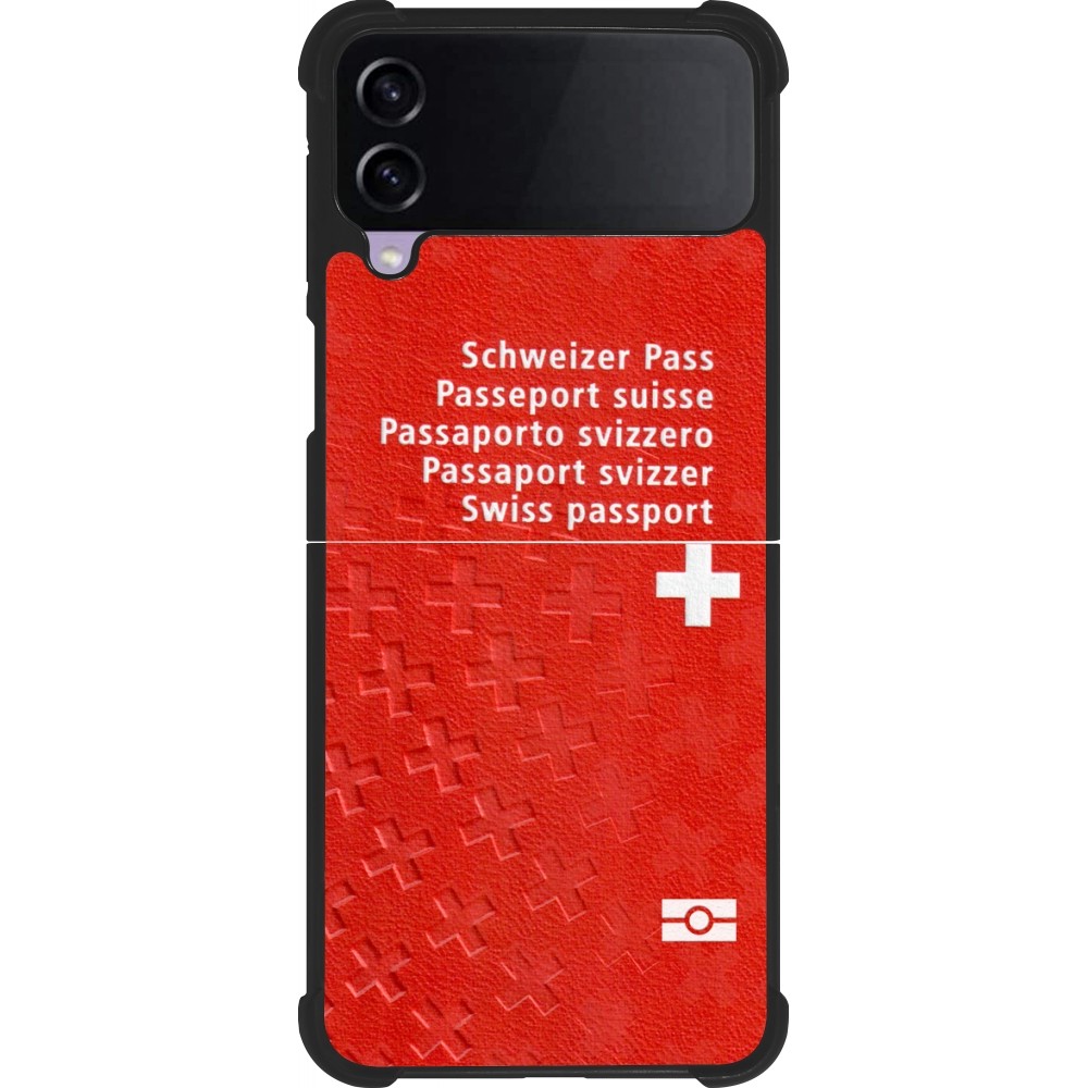 Coque Samsung Galaxy Z Flip3 5G - Silicone rigide noir Swiss Passport