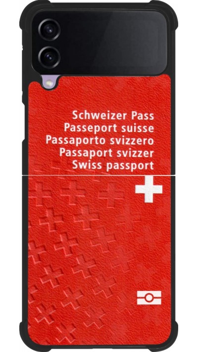 Coque Samsung Galaxy Z Flip3 5G - Silicone rigide noir Swiss Passport