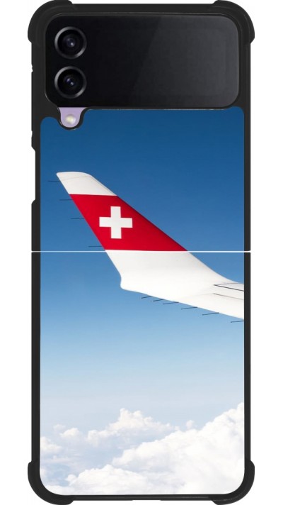 Coque Samsung Galaxy Z Flip3 5G - Silicone rigide noir Fête Nationale Suisse Sky Swiss Flag
