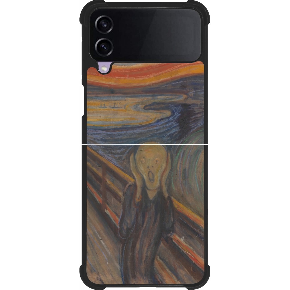 Coque Samsung Galaxy Z Flip3 5G - Silicone rigide noir Tableau art - Le Cri - Edvard Munch