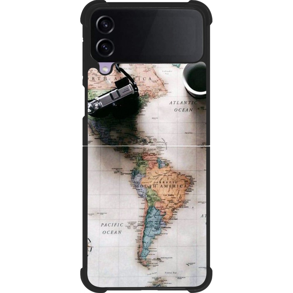 Coque Samsung Galaxy Z Flip3 5G - Silicone rigide noir Travel 01