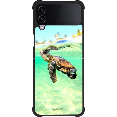 Coque Samsung Galaxy Z Flip3 5G - Silicone rigide noir Turtle Underwater