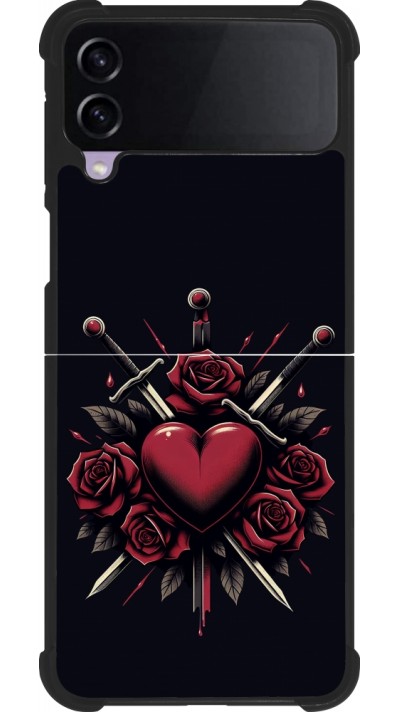 Coque Samsung Galaxy Z Flip3 5G - Silicone rigide noir Valentine 2024 gothic love