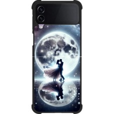 Coque Samsung Galaxy Z Flip3 5G - Silicone rigide noir Valentine 2024 Love under the moon
