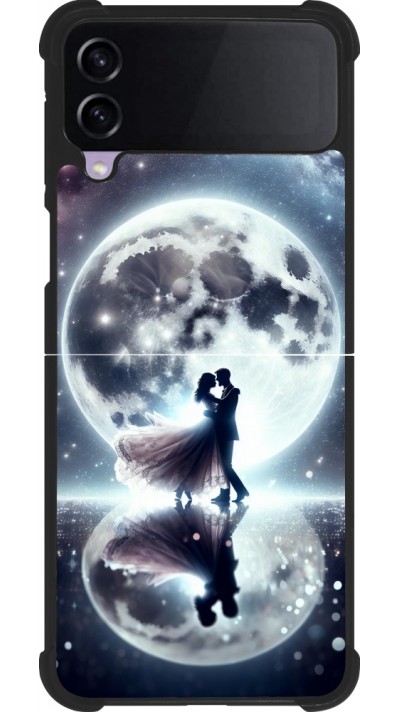 Coque Samsung Galaxy Z Flip3 5G - Silicone rigide noir Valentine 2024 Love under the moon