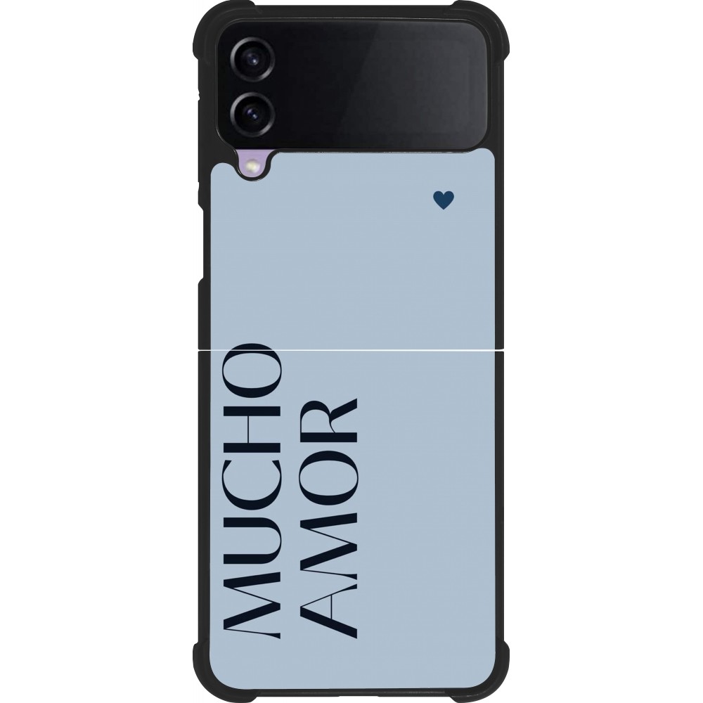 Coque Samsung Galaxy Z Flip3 5G - Silicone rigide noir Valentine 2024 mucho amor azul