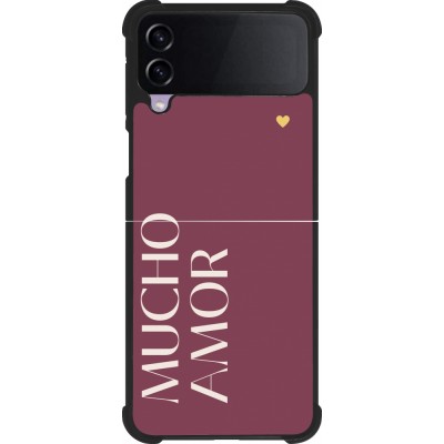 Coque Samsung Galaxy Z Flip3 5G - Silicone rigide noir Valentine 2024 mucho amor rosado