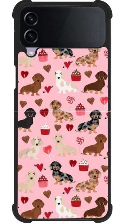Coque Samsung Galaxy Z Flip3 5G - Silicone rigide noir Valentine 2024 puppy love