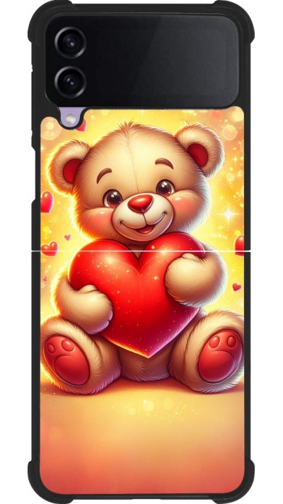 Coque Samsung Galaxy Z Flip3 5G - Silicone rigide noir Valentine 2024 Teddy love