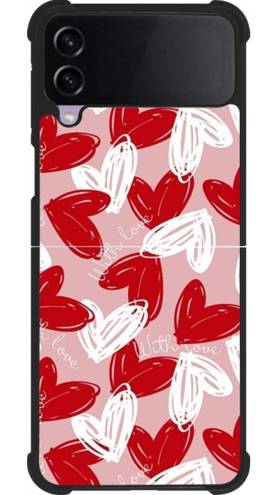 Coque Samsung Galaxy Z Flip3 5G - Silicone rigide noir Valentine 2024 with love heart