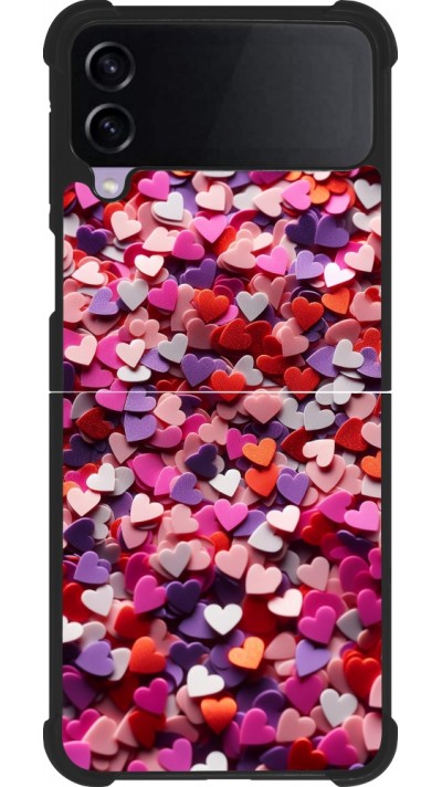 Coque Samsung Galaxy Z Flip3 5G - Silicone rigide noir Valentine 2025 Confetti