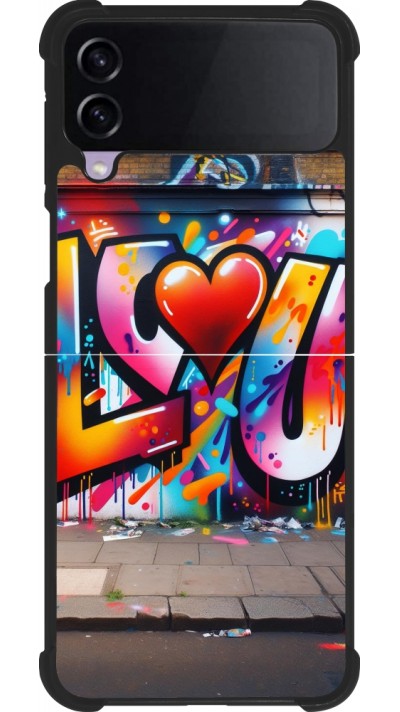 Coque Samsung Galaxy Z Flip3 5G - Silicone rigide noir Valentine 2025 Love U Tag