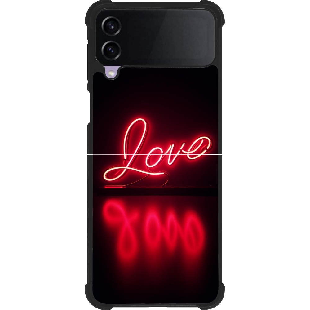Samsung Galaxy Z Flip3 5G Case Hülle - Silikon schwarz Valentine 2025 Neon Liebe