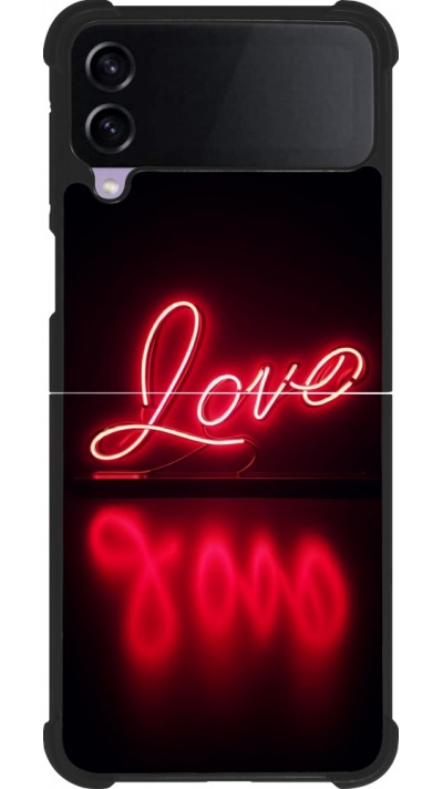 Coque Samsung Galaxy Z Flip3 5G - Silicone rigide noir Valentine 2025 Neon Love