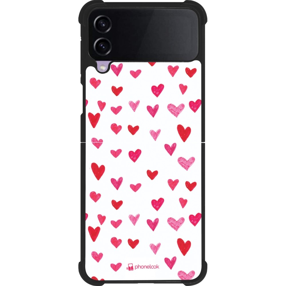 Coque Samsung Galaxy Z Flip3 5G - Silicone rigide noir Valentine 2022 Many pink hearts