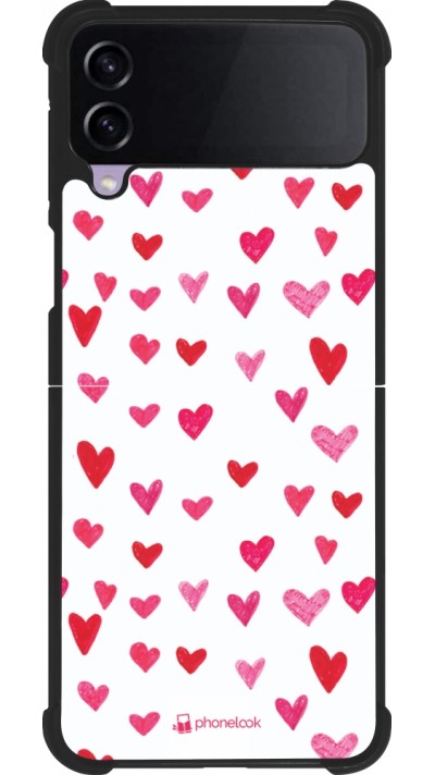 Coque Samsung Galaxy Z Flip3 5G - Silicone rigide noir Valentine 2022 Many pink hearts