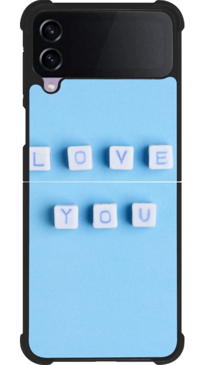 Coque Samsung Galaxy Z Flip3 5G - Silicone rigide noir Valentine 2023 blue love you