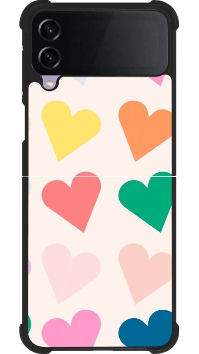 Coque Samsung Galaxy Z Flip3 5G - Silicone rigide noir Valentine 2023 colorful hearts
