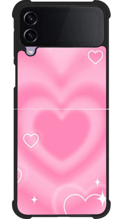 Coque Samsung Galaxy Z Flip3 5G - Silicone rigide noir Valentine 2023 degraded pink hearts