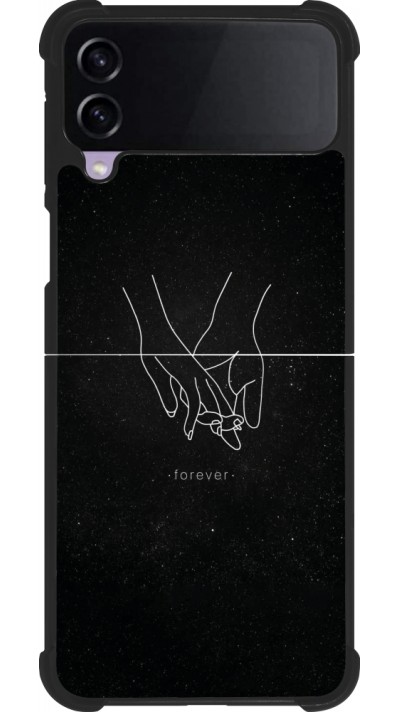Coque Samsung Galaxy Z Flip3 5G - Silicone rigide noir Valentine 2023 hands forever