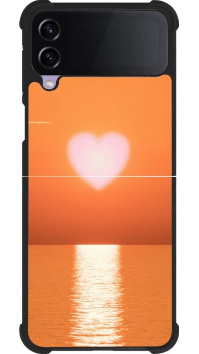 Coque Samsung Galaxy Z Flip3 5G - Silicone rigide noir Valentine 2023 heart orange sea