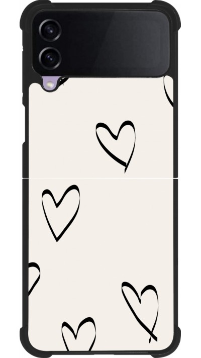 Coque Samsung Galaxy Z Flip3 5G - Silicone rigide noir Valentine 2023 minimalist hearts